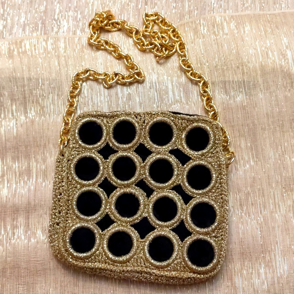 Vintage Rosenfeld gold and black velvet bag